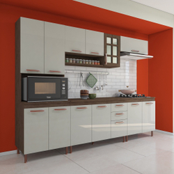 Cozinha completa predilleta sofia modulada 5 pecas 270 cm 13 portas 2 gavetas com tampo noce off Menor preço em Cozinha completa predilleta sofia modulada 5 pecas 270 cm 13 portas 2 gavetas com tampo noce off