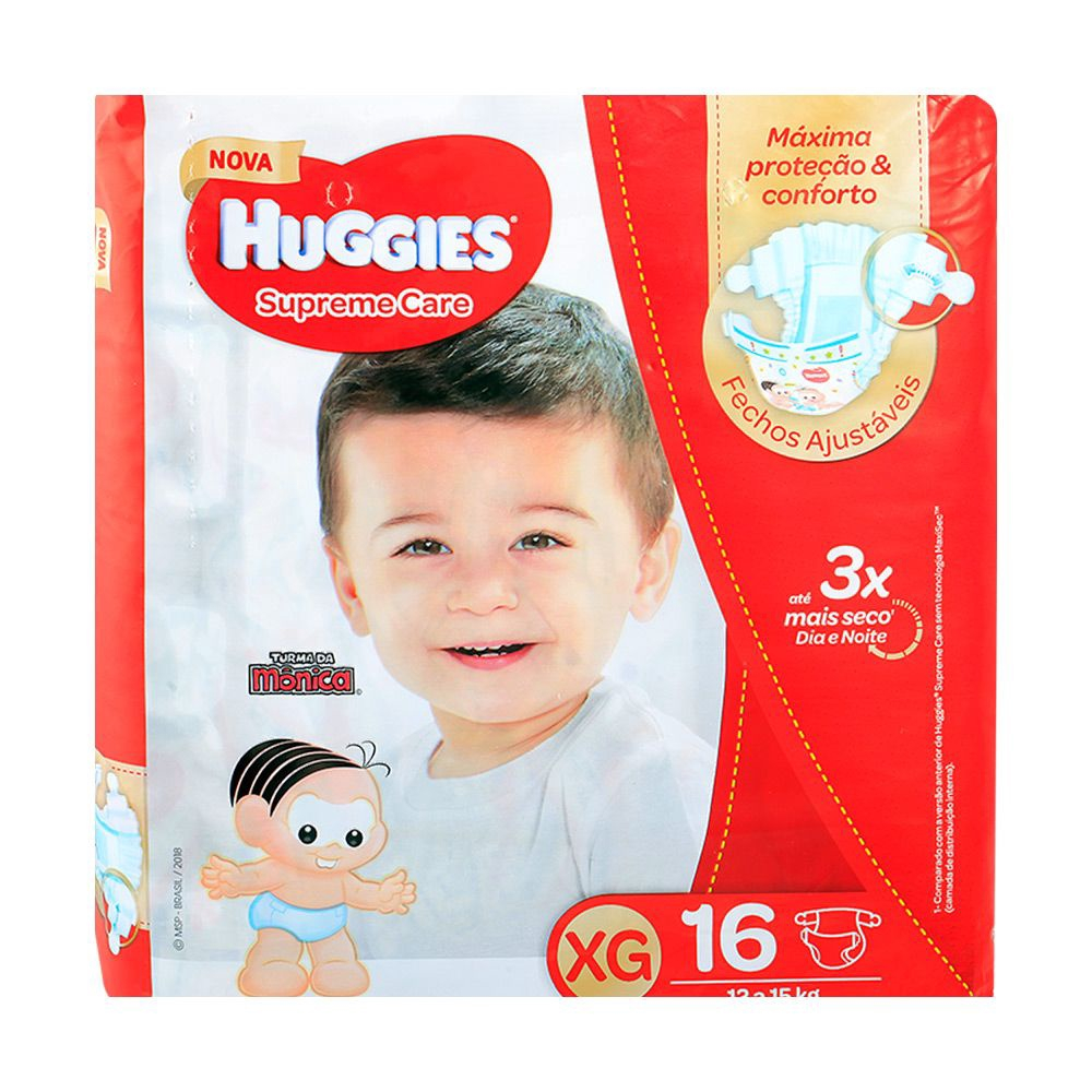 Fralda Huggies Turma Da Mônica Supreme Care Tam Xg 16 Und No Shoptime