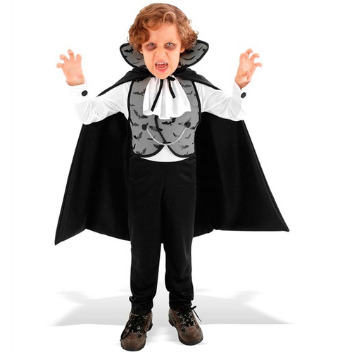 Fantasia Drácula Vampiro Halloween Infantil Roupa + Capa Top - 7 Artes  BrinQ Fantasias