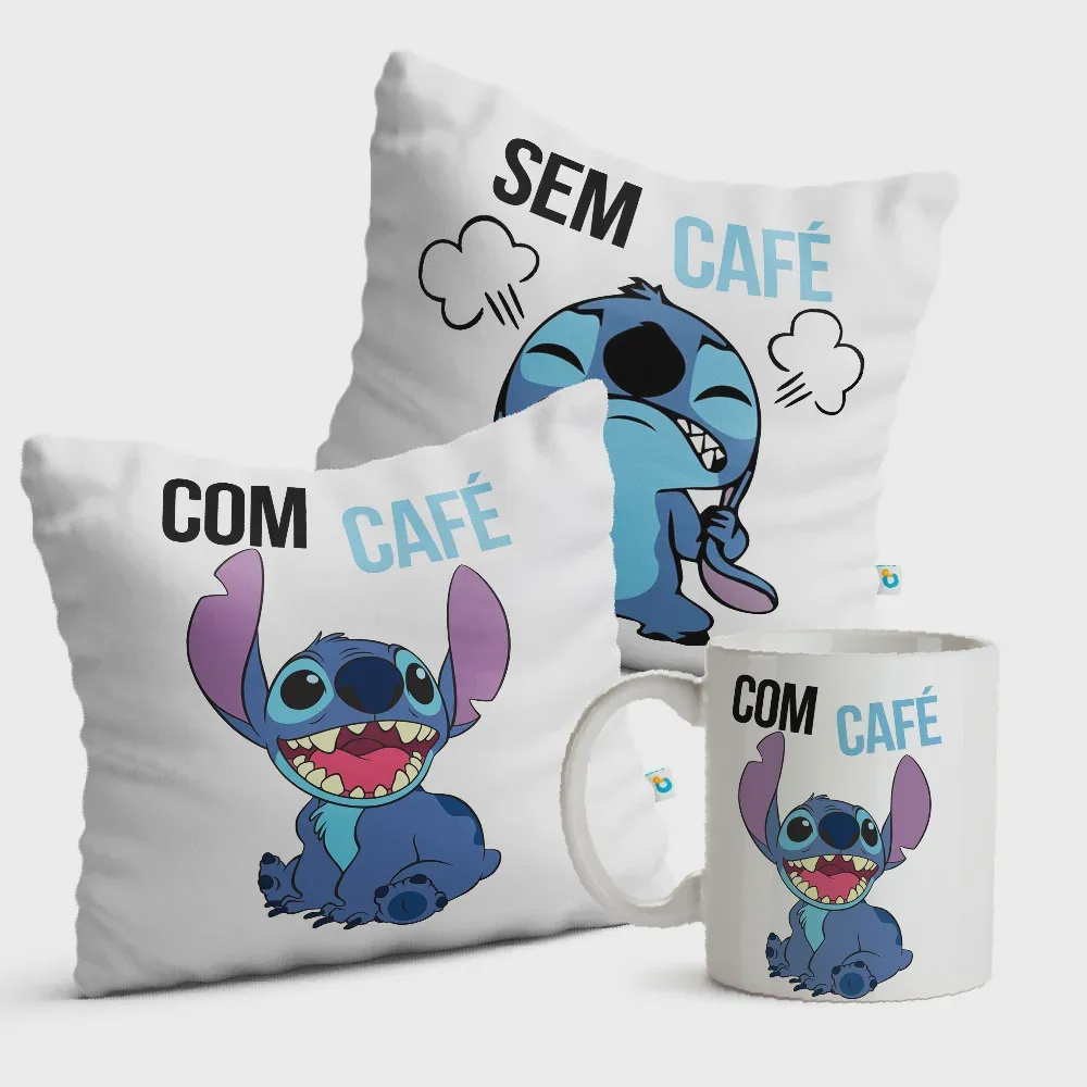 Caneca Lilo Stitch - Desenho - Interior E Alça Branca