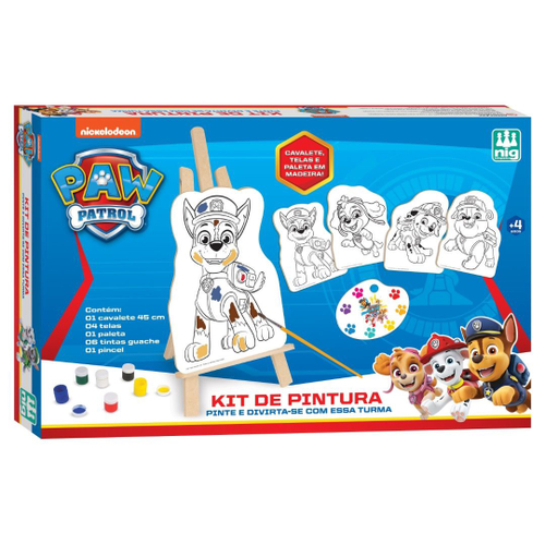 Kit Quadros De Pintura Infantil Patrulha Canina Com Cavalete