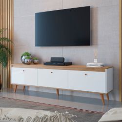 Rack para TV Até 60 Pol. 180 Cm Viena Pés Palito Branco Mel mdp - ClickLar Menor preço em Rack para TV Até 60 Pol. 180 Cm Viena Pés Palito Branco Mel mdp - ClickLar