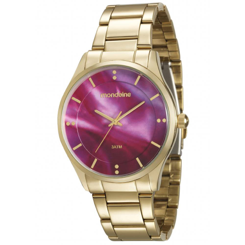 relogio mondaine feminino fundo rosa