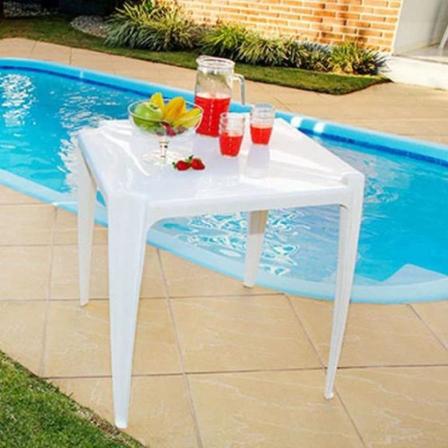 Conjunto Mesa Quadrada Bela Vista + 4 Cadeiras em Plastico Branca