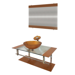 Gabinete de Vidro 90cm para Banheiro Itália Dourado Real Menor preço em Gabinete de Vidro 90cm para Banheiro Itália Dourado Real