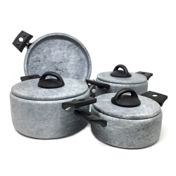 Jogo 3 panelas de pedra sabão + 1 grelha/frigideira - alças antitérmicas e tampas de pedra Menor preço em Jogo 3 panelas de pedra sabão + 1 grelha/frigideira - alças antitérmicas e tampas de pedra