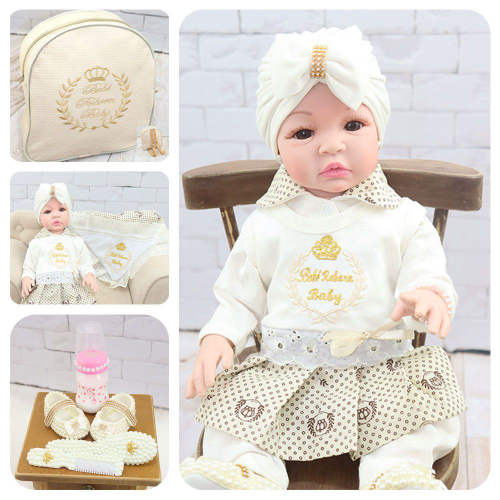 Boneca Bebê Reborn Verdade Barata 53cm Princesa + Bolsa