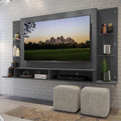 Painel TV 60 c/ Prateleiras de Vidro Nairóbi Multimóveis Grafite é boa?