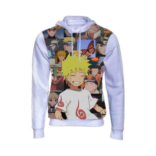 Kit Blusa E Calça Moletom + Boné Anime Mangá Naruto Desenho