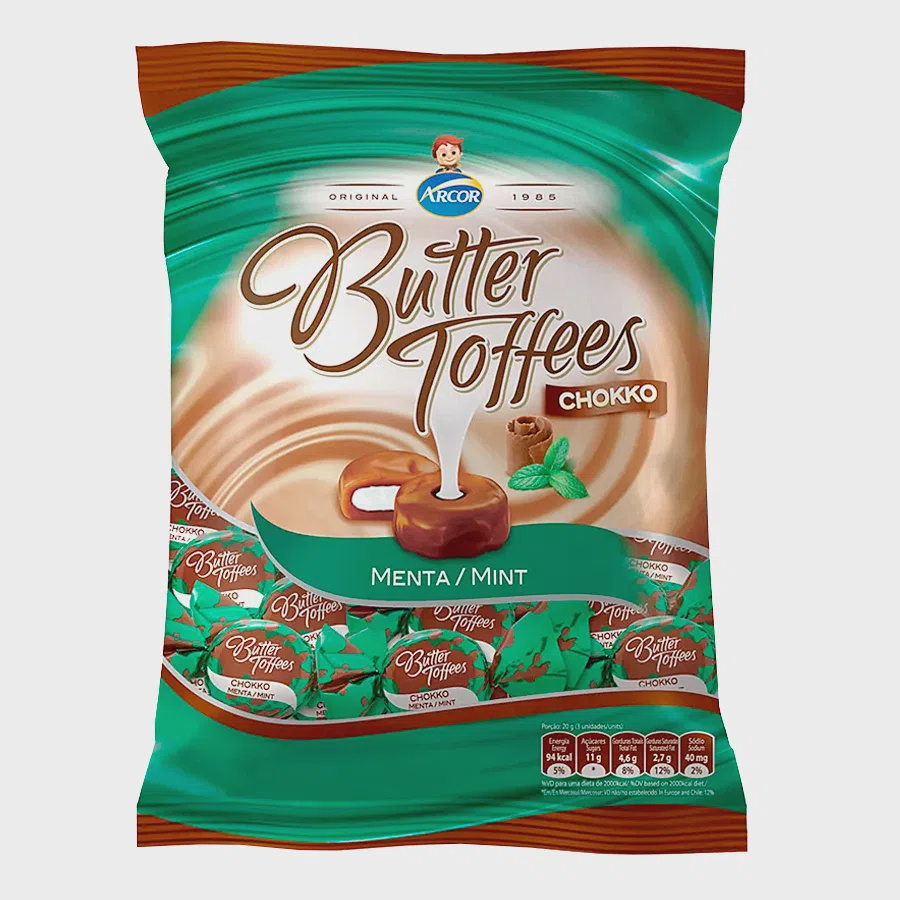 Bala Butter Toffees Chocolate Com Menta 500Gr - Arcor Em Promoção ...