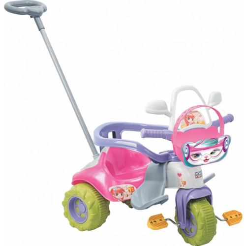 Triciclo Velotrol Infantil Bebe Motoca - Rosa + Empurrador na