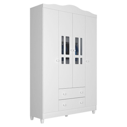 Guarda Roupa Infantil Ariel 4 Portas Branco Brilho – Carolina Móveis Menor preço em Guarda Roupa Infantil Ariel 4 Portas Branco Brilho – Carolina Móveis
