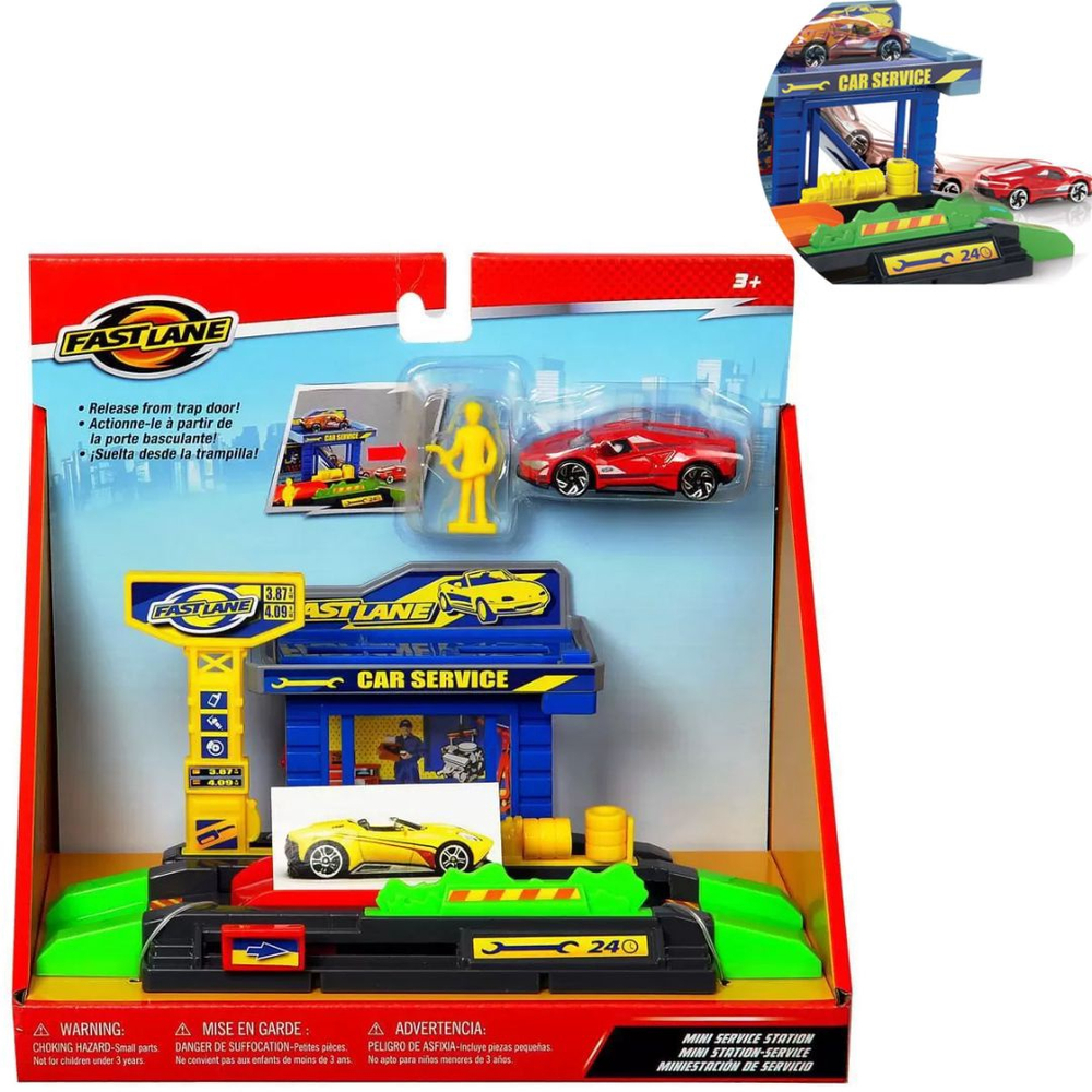 Fast lane mini car cheap wash playset