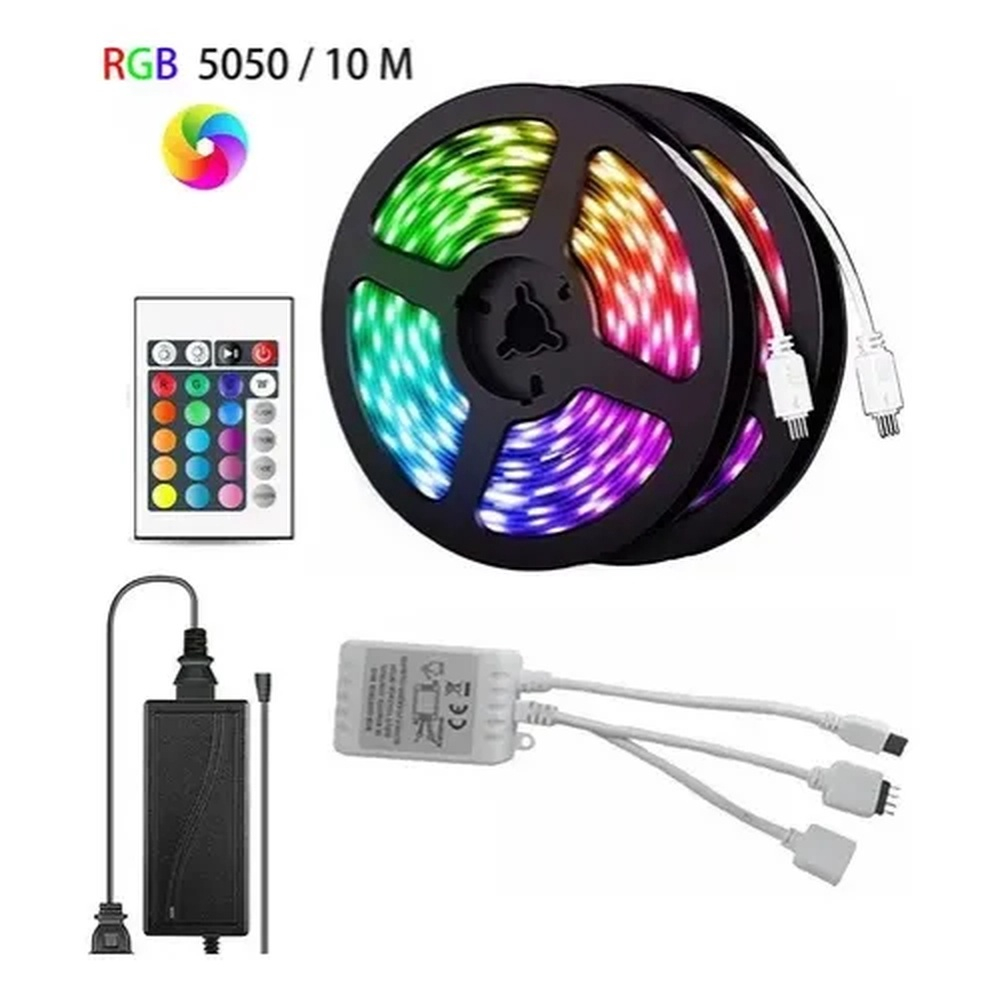 Metros Fita Led Rgb Rolo Led Ip Controle Remoto Fonte