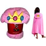 Manta Cobertor Infantil Rosa Com Capuz Princesa Peach - Personagem Do Desenho Super Mario Bros - Nintendo