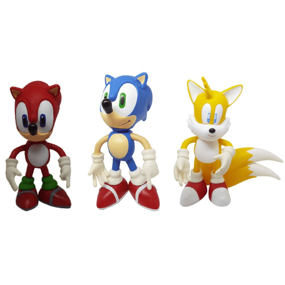 Kit 2 Bonecos Grandes 25cm Sonic Azul E Vermelho Collection