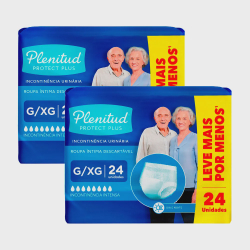 Kit 2X Roupa Íntima Plenitud Protect Plus Unissex Tamanho g/xg 24 Unidade Menor preço em Kit 2X Roupa Íntima Plenitud Protect Plus Unissex Tamanho g/xg 24 Unidade