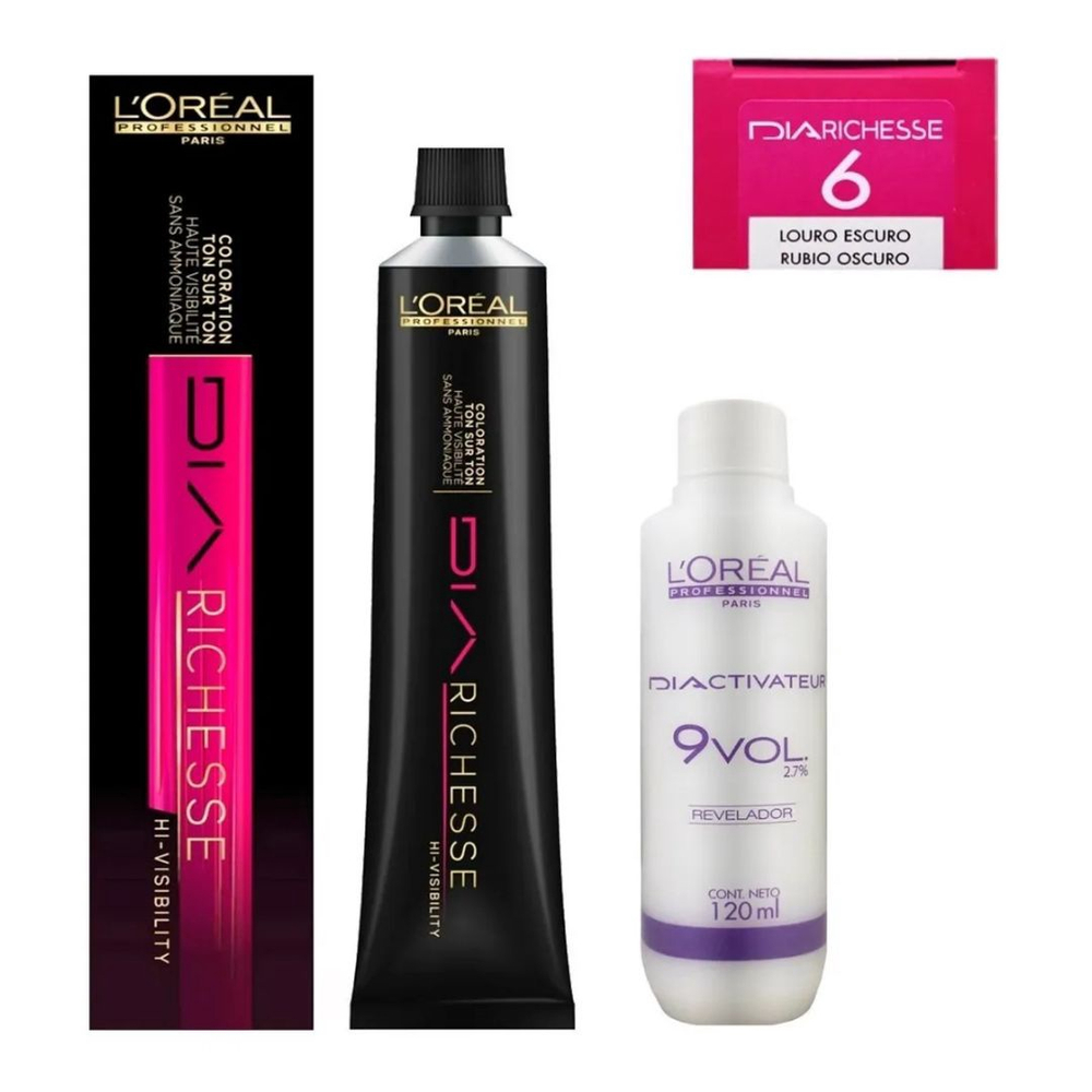 Kit Tonalizante Diarichesse + Revelador 9Vol 120ml N.6.0 Loiro Escuro  Profundo - Kimi