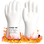 Lanon Liquid Silicone Luvas resistentes ao calor com delineador CoralAir para forno Churrasqueira Cozinha de Cozimento, Grau de Alimentação, Impermeável, Branco, Tamanho 9