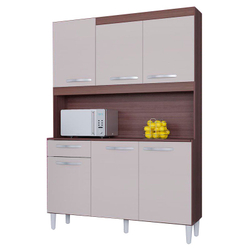 Cozinha Compacta 6 Portas Carine-Poquema - Capuccino / Off white Menor preço em Cozinha Compacta 6 Portas Carine-Poquema - Capuccino / Off white