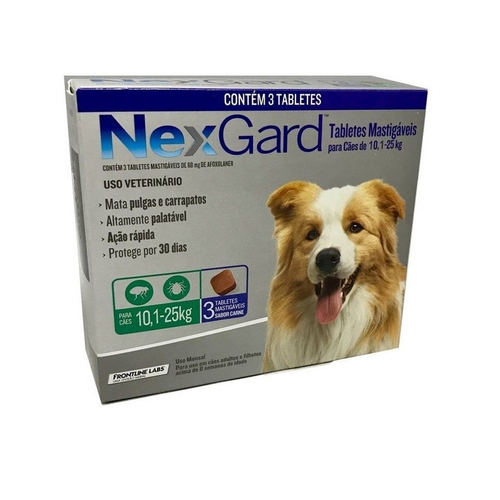 Nexgard Cães De 10,1 A 25kg 3 Tablet Antipulgas Carrapatos