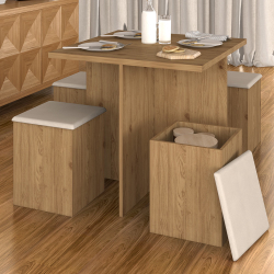 Conjunto Sala De Jantar 4 Banquetas Munique Cinamomo Móveis Arapongas é boa?