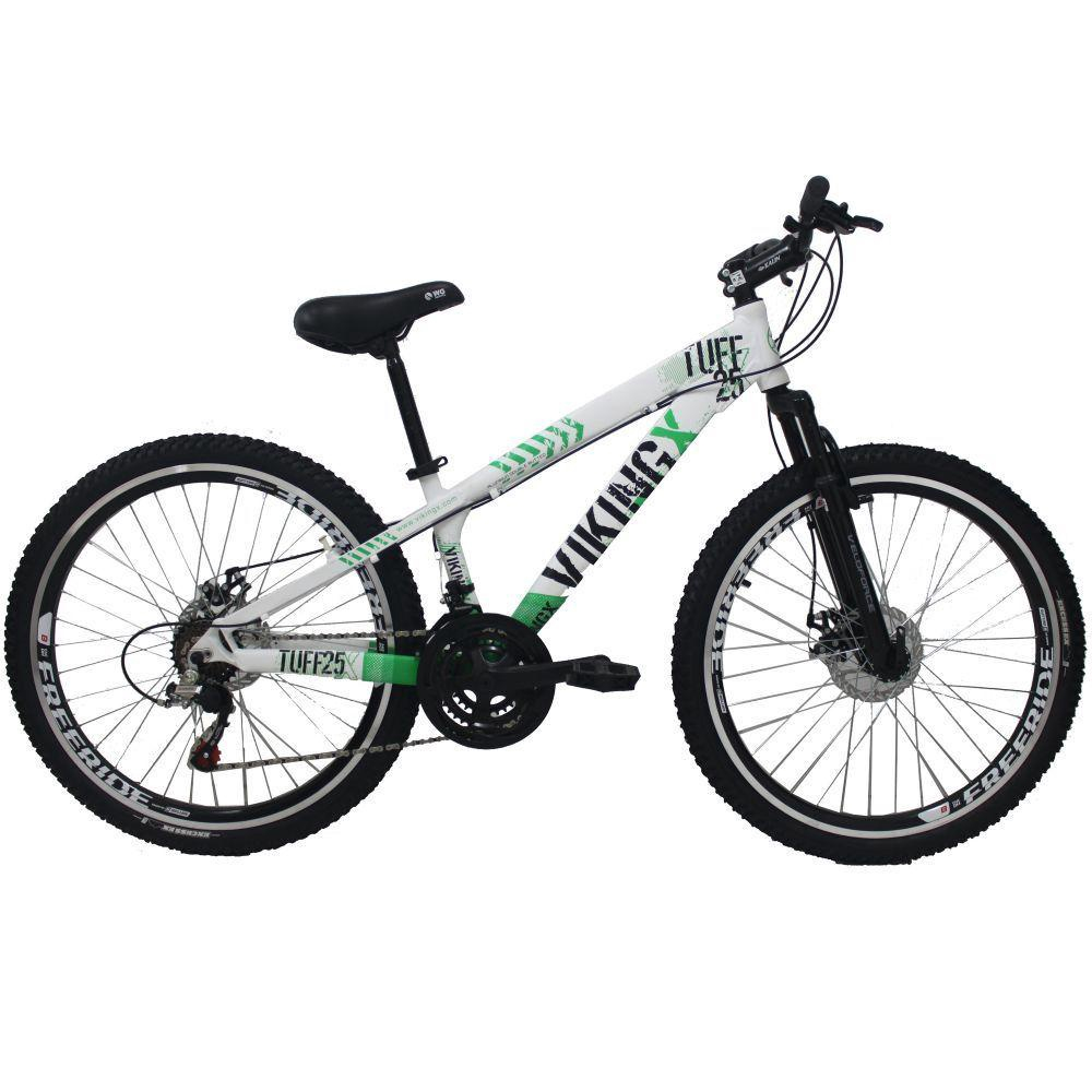 Bicicleta TUFF25 Freeride Aro 26 Verde Neon 21V VikingX no Shoptime