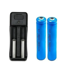 Kit Carregador Duplo com 2 bateria 18650 3,7v para lanterna Menor preço em Kit Carregador Duplo com 2 bateria 18650 3,7v para lanterna