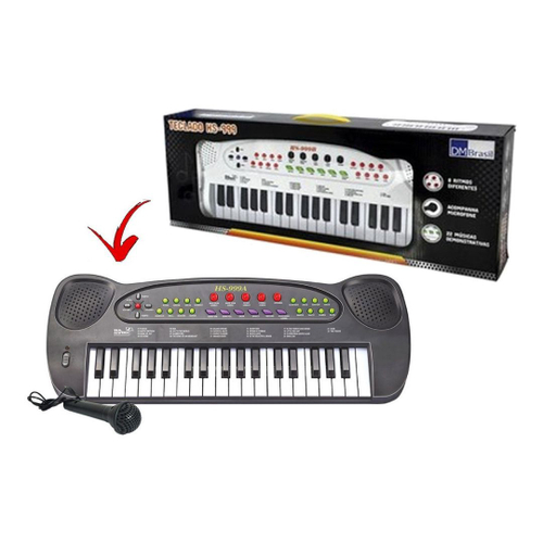 Teclado Musical E Microfone Brinquedo Infantil Branco Dmtoys