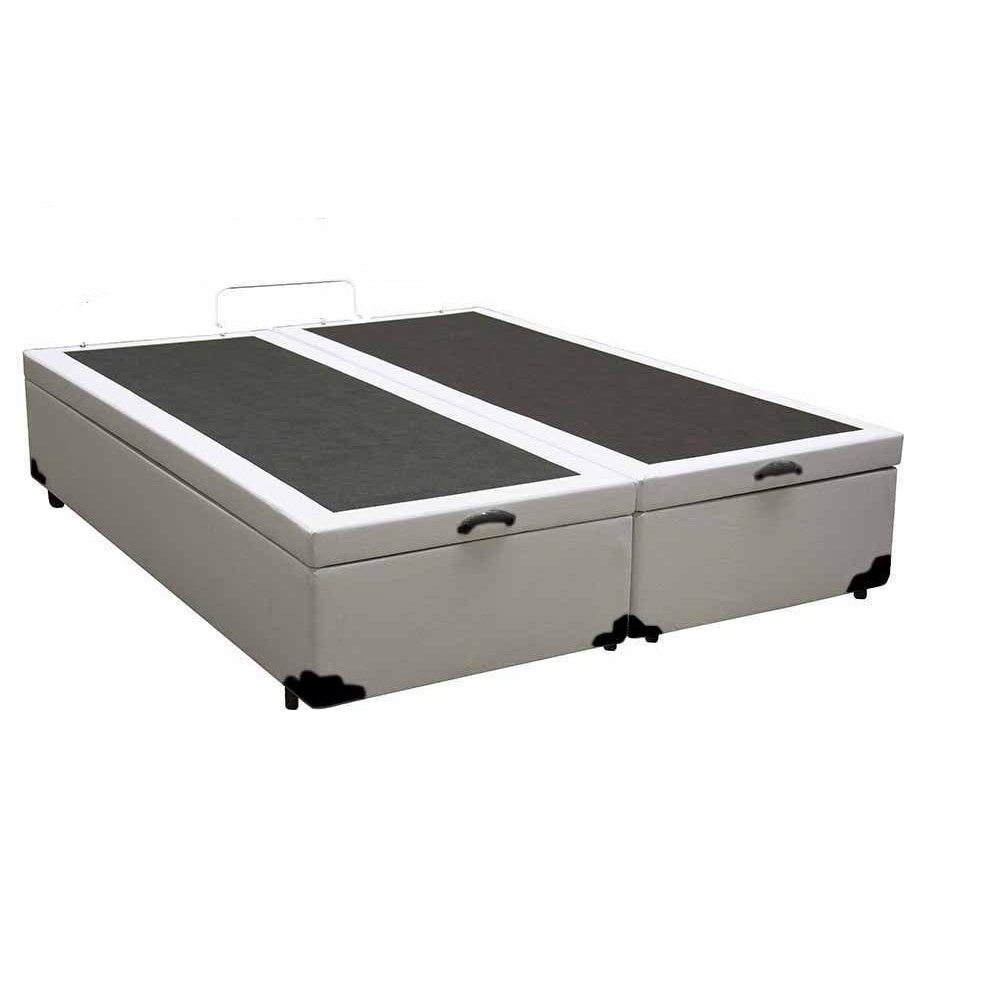 Cama Box Ba Casal Bipartido Blindado Corino Branco Com Pist O A G S Em Promo O Ofertas Na