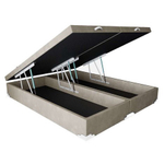 Base Box Baú Queen Bipartido sp Móveis Suede Bege - 45x158x198