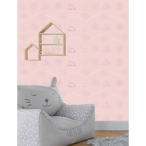 Papel Parede Adesivo Nuvem Arco-iris Rosa Menina 2.5m - Decor