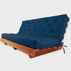 Sofá Cama Futon L Acquablock Azul Royal em Madeira Nobre Menor preço em Sofá Cama Futon L Acquablock Azul Royal em Madeira Nobre