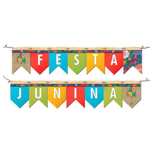 Faixa Decorativa Festa Junina Bandeirinhas 1 93m x 17 5cm em Promoção