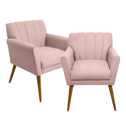 Kit 2 Poltronas Cadeira Decorativa Retro Para Recepção Escritório Salão Beleza Sala Estar Iza - Sued Rosa Bebê Menor preço em Kit 2 Poltronas Cadeira Decorativa Retro Para Recepção Escritório Salão Beleza Sala Estar Iza - Sued Rosa Bebê