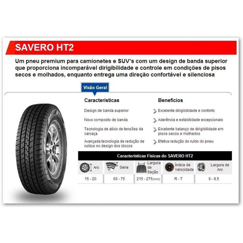 Pneu 245/60r18 - Savero Ht2 - 104h - Gt Radial Em Promoção Na Americanas