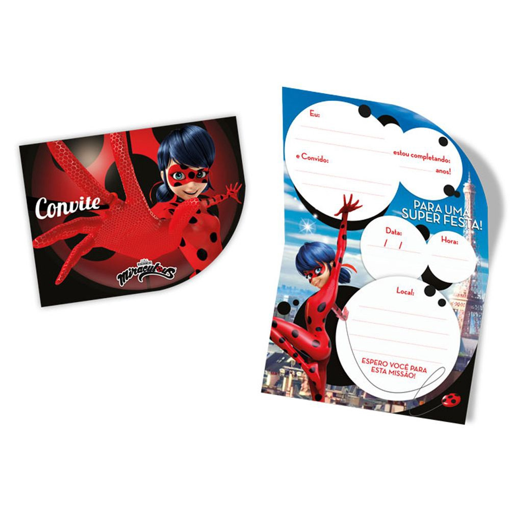 CONVITE MIRACULOUS LADYBUG E CAT NOIR