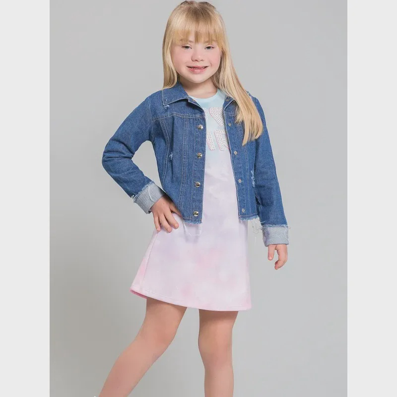 Vestido com best sale jaqueta jeans infantil