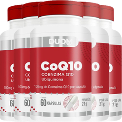 Kit 5 potes - Coenzima Q10 Ubiquinona - 60 Cápsulas 100mg - Duom Menor preço em Kit 5 potes - Coenzima Q10 Ubiquinona - 60 Cápsulas 100mg - Duom