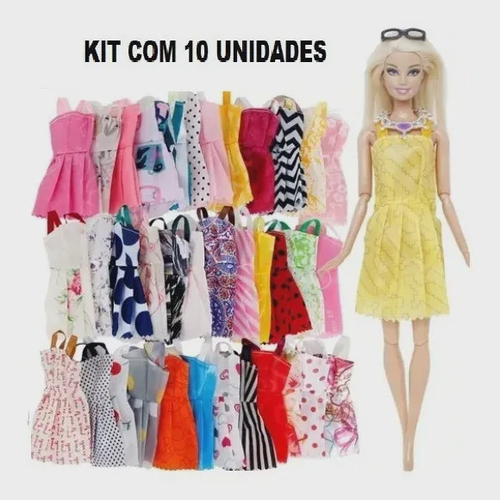 Kit com 10 Conjuntos De Roupas Para Bonecas Barbie - Não Repete em