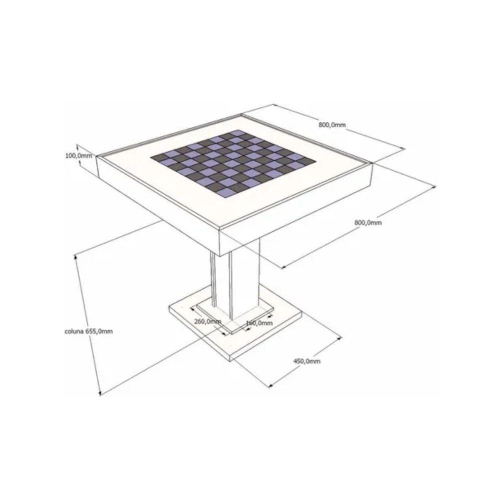 Mesa De Xadrez Profissional Oficial 0,70x0,70m Damas