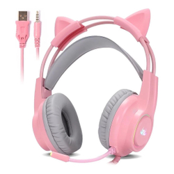 Fone Headset Gamer Led Orelhas Gato Ps4 Xbox Pc Celular Rosa Menor preço em Fone Headset Gamer Led Orelhas Gato Ps4 Xbox Pc Celular Rosa
