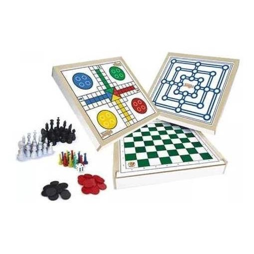 Jogo de Dama/Trilha Escolar AX Esportes 32x32cm Tabuleiro em