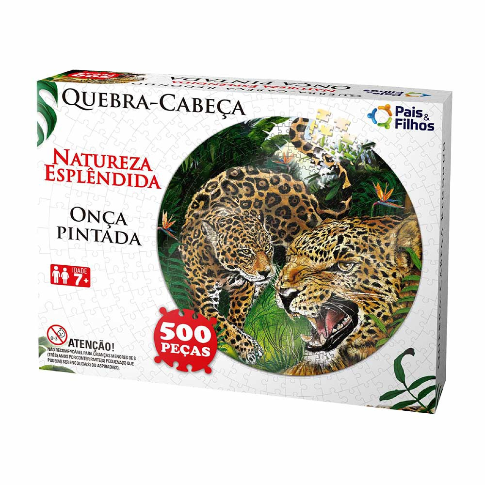 Quebra-Cabeça Redondo - 500 Peças - Natureza Esplêndida - Onça Pintada -  Pais e Filhos