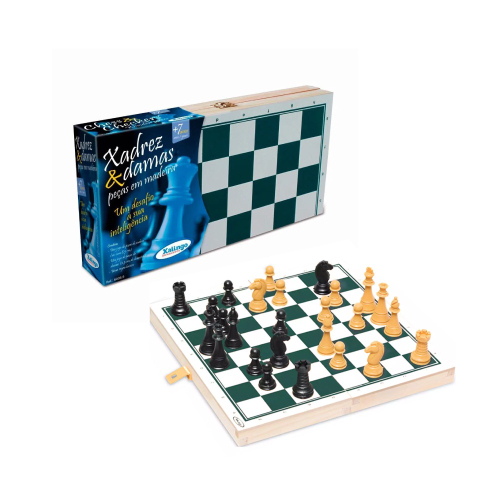 Kit 2 jogo xadrez E dama classic tabuleiro estojo pç maciças em Promoção na  Americanas