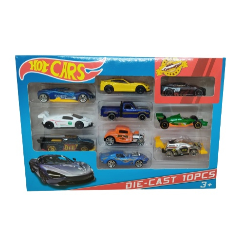 10 Carrinho De Ferro Hot Cars Estilo Hot Wheels Miniaturas