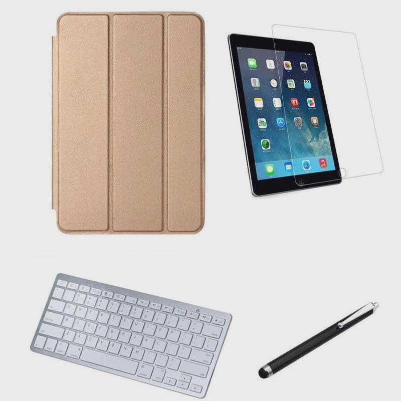 Kit capa smart case ipad 8a 10 2 can pel teclado dourado no shoptime