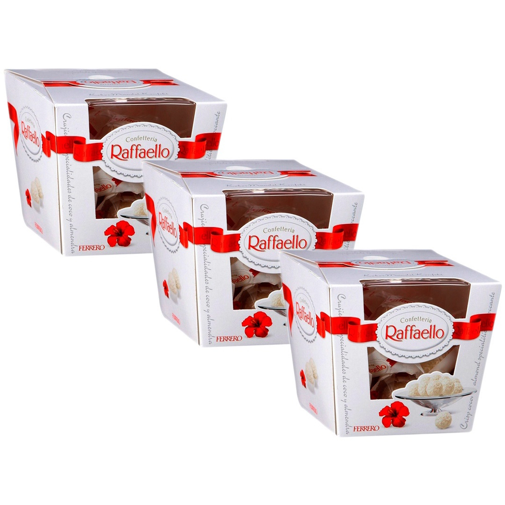 Kit 3 Caixas Bombom Raffaello Coco 15 Unidades Presente 150g em