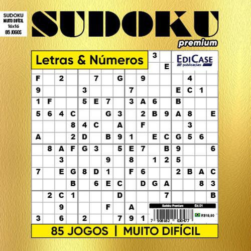 Kit C/16 Revistas Sudoku-muito Difícil-com Letras E Números