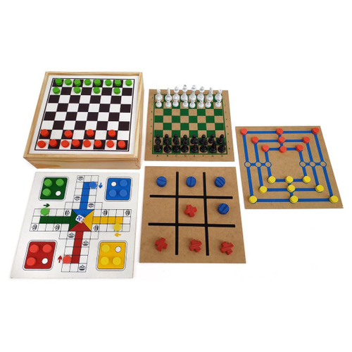 Jogo 5 em 1 Dama Trilha Jogo da Velha Xadrez e Ludo - STEM Toys -  Brinquedos Educativos e STEAM